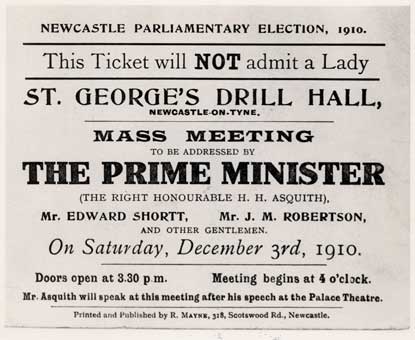Admission ticket to speech given by the P.M. in 1910